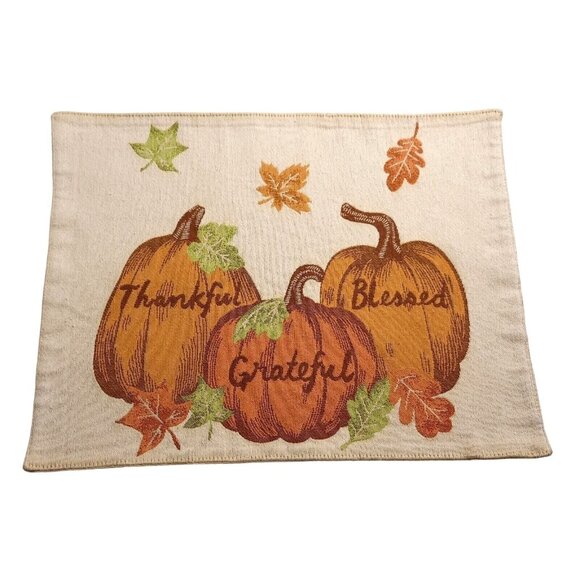 Celebrate Fall Together Autumn Pumpkin Placemats Set Of 4 Thanksgiving Decor - Picture 1 of 7